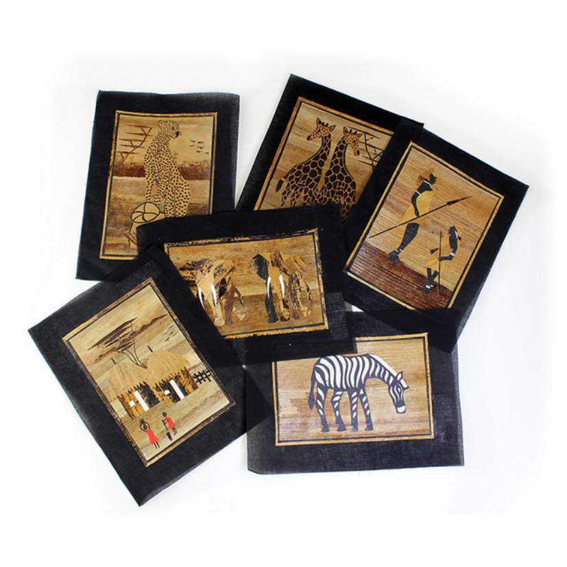 SET OF 6 BANANA LEAF PAINTINGS (8½X11) (0.25LBS) image 0