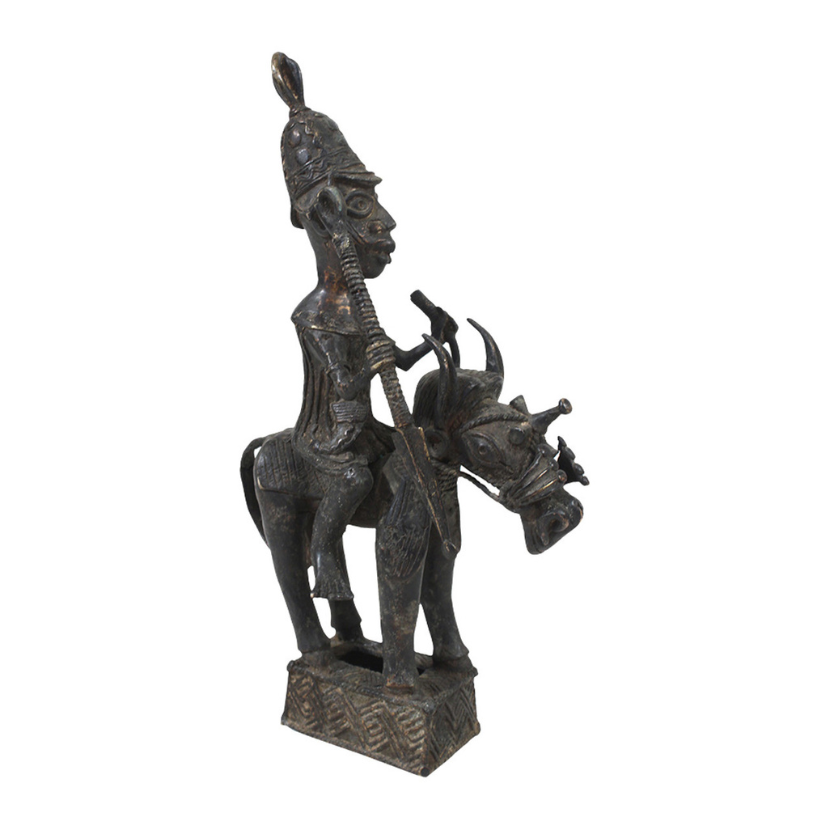 LOST WAX BRONZE HORSEMAN SCULPTURE (10.7LBS) image 0