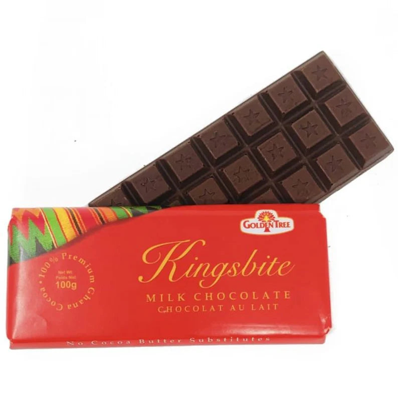GOLDEN TREE KINGSBITE MILK CHOCOLATE PACK OF 5, PREMIUM GHANA COCOA (0.46LBS) image 0