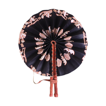 ELEPHANT TRIBAL FOLDING FAN (0.19LBS) - BLACK image