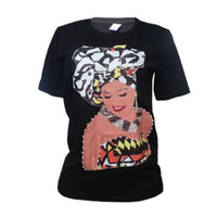 Joy of the Homeland(Black Tee with Colorful Lady in Head Wrap) - M image